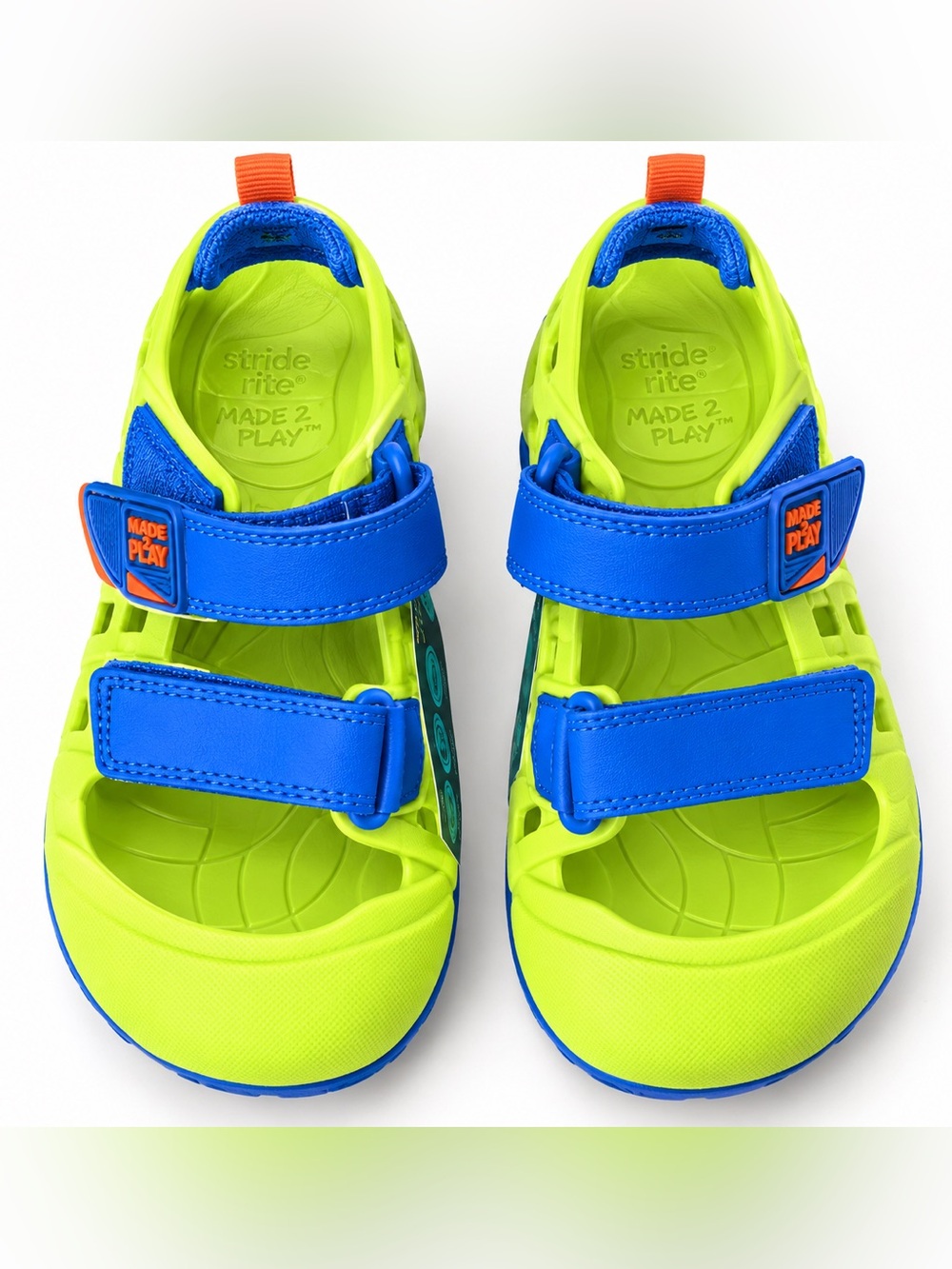 Stride Rite Made2Play Phibian Boys Sandals Size 11 Lime Green Blue NIB